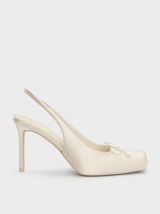 Charles & Keith Satin Ruched Stiletto Slingback Pumps