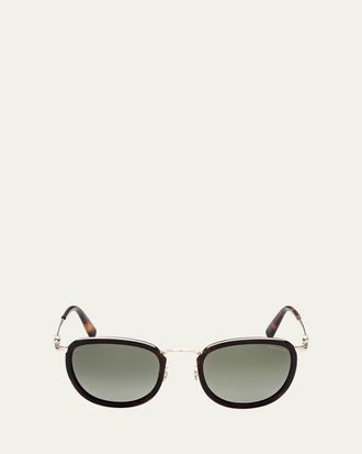 Moncler Mens Round Metal & Plastic Sunglasses
