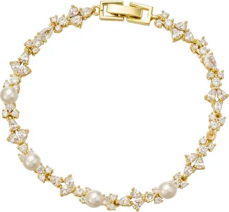 Untamed Petals Opulent Pearl and Crystal Bracelet in Gold at Nordstrom