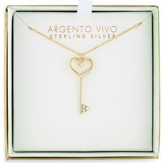 Argento Vivo Love Heart Key Pendant Necklace in Gold at Nordstrom Rack