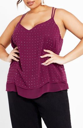 City Chic Rosalia Studded Tank Top in Purple at Nordstrom, Size Xxs