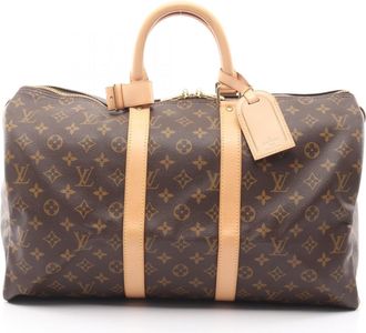 Louis Vuitton Brown Coated Canvas Leather Boston Bag (Pre-Owned)