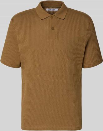 Sams&oslash;e & Sams&oslash;e Modern Fit Polokragen mit kurzer Knopfleiste Modell JASE in Mittelbraun, Gr&ouml;&szlig;e XXL