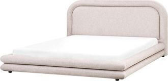 Beliani Beliani - eu Super King Size Bed 6ft Fabric Upholstery with Headboard and Slatted Bed Frame Bedroom Furniture Taupe Lavardens