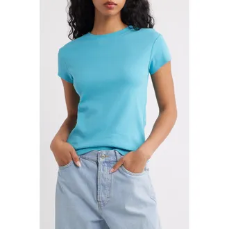 Topshop Everyday Crewneck T-Shirt in Light Blue at Nordstrom, Size Medium