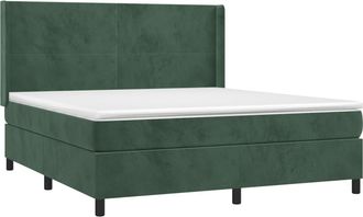 vidaXL Vidaxl - Cama Box Spring Con Colch&oacute;n Terciopelo Verde Oscuro 180x200 Cm