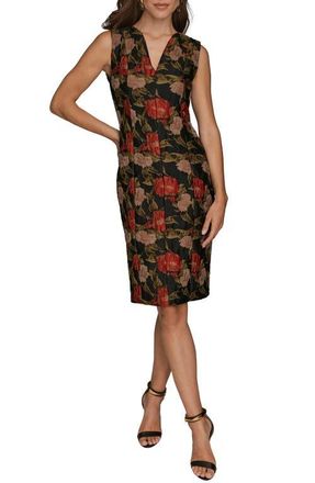 DKNY Floral Jacquard Sleeveless Dress in Autumn Red Multi at Nordstrom, Size 12