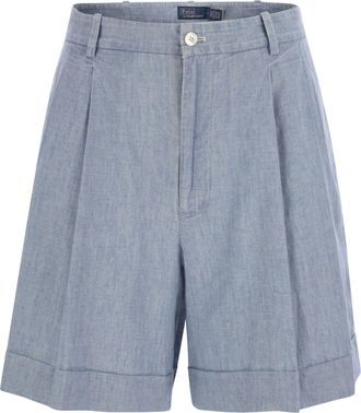 Polo Ralph Lauren Pleated Cotton Chambray Shorts