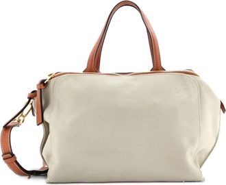 Loewe Double Zip Canvas and Leather shoulder bag - Groen