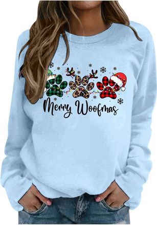 Generic Women Sweatshirts With Christmas Theme Printed Soft Jumpers For Women Classic Crewneck Long Sleeve Xmas Pullover Jumper Baggy Basic Ladies Sweatshirt 
