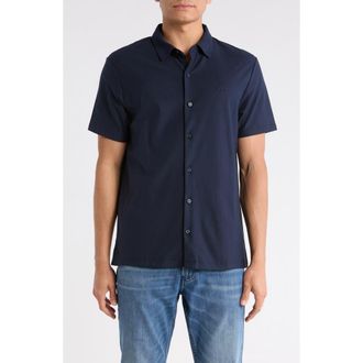 Calvin Klein Stripe Classic Fit Short Sleeve Button-Up Shirt in Dark Sapphire at Nordstrom Rack, Size Xx-Large