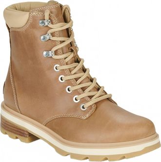 Sorel Womens Lennox Lace Waterproof Leather Boot In Ceramic