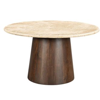 Moloo de comedor 4 personas D130 cm Travertino y madera