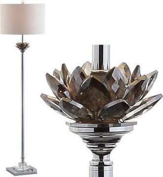 Jonathan Y Designs Amelia Crystal / Metal LED Floor Lamp in Smoke Gray/chrome at Nordstrom