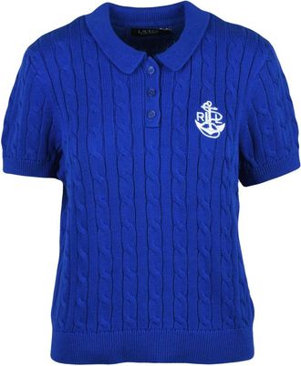 Ralph Lauren Cable Knit Polo With Nautical Logo Detail