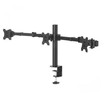Hama Soporte Para 3 Monitores De 13 A 27 (vesa 75x75-100x100, Inclinaci&oacute;n +25&deg;/-25&deg;, Giro 180&deg;, Hasta 7kg, Ajustable En Altura), Color Negro