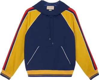 Gucci GG Jacquard Hooded Sweatshirt Blue Yellow 676100-XJDVW-4462
