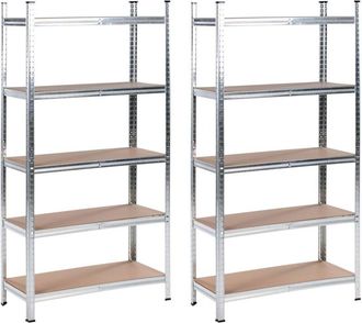 Beliani Conjunto De Estanter&iacute;as Modernas De Metal Al Aire Libre Jard&iacute;n Garaje Independiente 5 Estantes 180 Cm Plateado Xitta