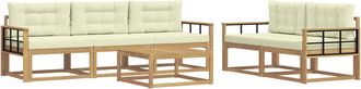 vidaXL Conjunto De Sof&aacute;s De Exterior 6 Uds. Blanco Y Crema Vidaxl