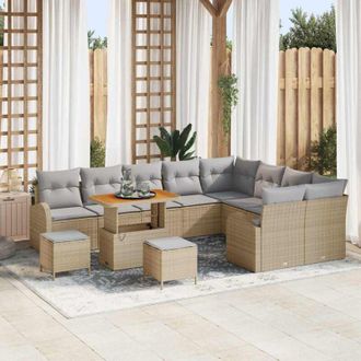 vidaXL Vidaxl - Conjunto De Sof&aacute; De Jard&iacute;n Con Coj&iacute;n 12 Pcs Beige Polirat&aacute;n