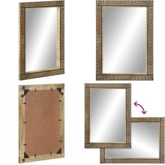 vidaXL Specchio da Bagno 50x70 cm in Legno Massello di Mango e Vetro - Specchio da trucco - Specchio in vetro