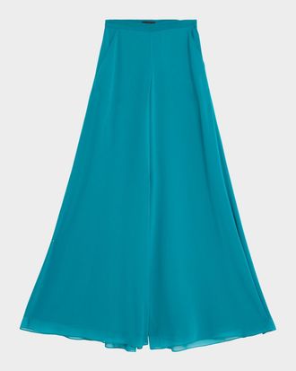 Sally Lapointe Lightweight Georgette Wide-Leg Pants
