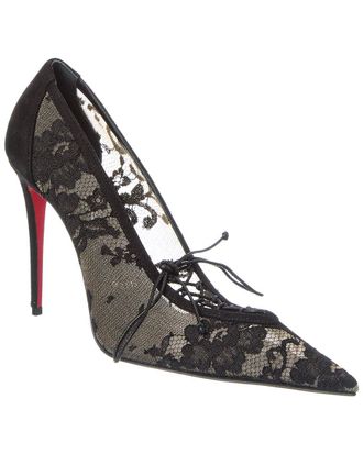 Christian Louboutin Km 100 Lace & Suede Pump