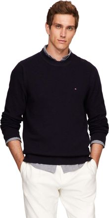 Tommy Hilfiger Mens Waffle Knit Crewneck Sweater Lightweight Pullover, Also Available in Big & Tall, Desert Sky, XXL