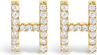 House of Brilliance 10K Gold 1/10 Cttw Diamond Initial A to Z Stud Earring