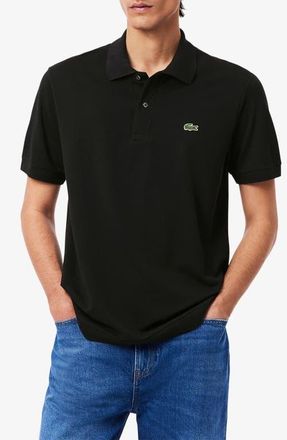 Lacoste Essentials Classic Fit Cotton Blend Piqu&eacute; Polo in Black at Nordstrom, Size 6