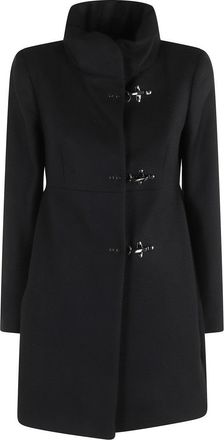 Fay High-Collared Black Wool-Blend Coat