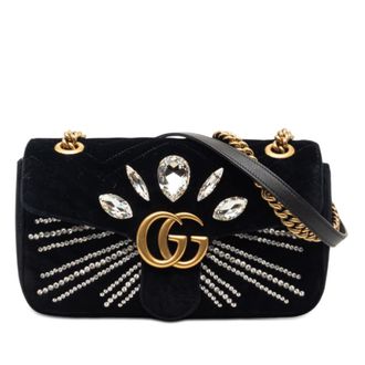 Gucci Pre-owned Gucci Medium GG Marmont Matelasse Velvet Crystal Embellished Shoulder Bag Ladies X5YID7RABEF8FVRI