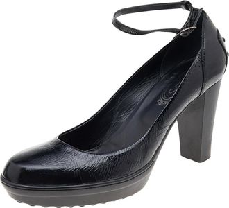 Tod's Tods Black Patent Leather Ankle Strap Pumps