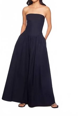 Susana Monaco Poplin Drop Waist Tube Dress In Midnight