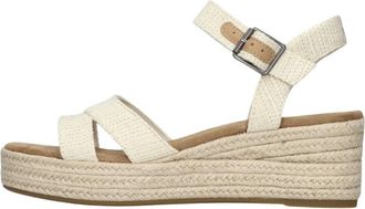 Toms Toms, Schoenen, Dames, Beige, 38 EU, Su&egrave;de, Beige Sleehak Sandalen met Zilveren Glitter