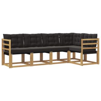 vidaXL Conjunto De Sof&aacute;s De Exterior Con Coj&iacute;n 5 Pcs Blanco Y Negro Vidaxl