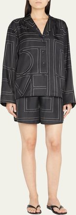 Toteme Monogram Silk Twill PJ Shorts