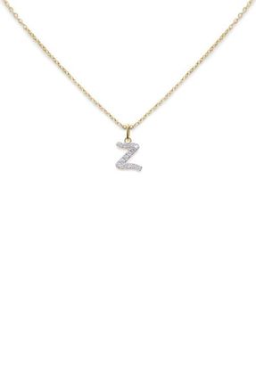 Monica Vinader Lab Created Diamond Initial Pendant Necklace in 14K Gold at Nordstrom