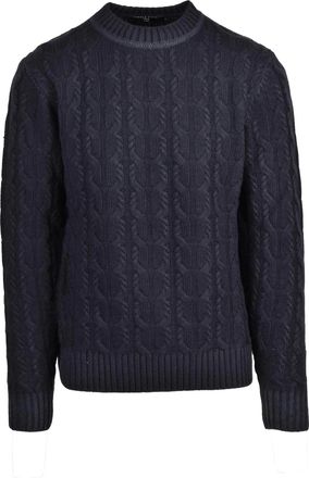 Daniele Fiesoli High Neck Black Cable Knit Sweater With Ribbed Accents