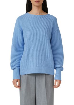 s.Oliver Strickpullover S.OLIVER, Damen, Gr. 38, powder blau, Strick, Obermaterial: 60% Baumwolle, 40% Polyacryl, unifarben, weit h&uuml;ftbedeckend, Rundhals, Flac