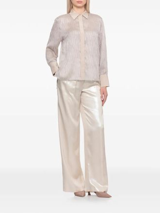 PESERICO Camicia con orlo sfrangiato - Toni neutri