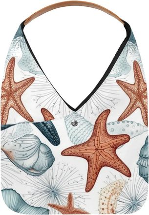 Generic Starfish Shell Reusable Lightweight Grocery Bags - Foldable Into Compact Pouch, Washable & Sturdy, Multipurpose for Shopping and Travel