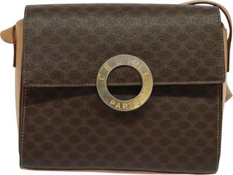 Celine Logo Du Cercle Brown Canvas Shoulder Bag (Pre-Owned)