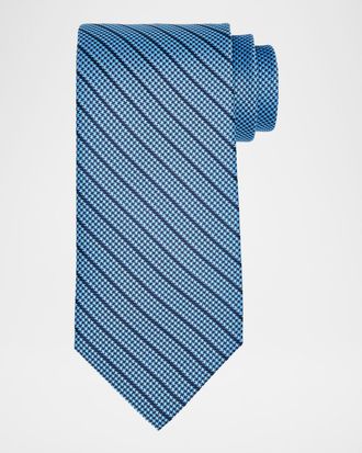 Stefano Ricci Men & apos;s Houndstooth Diagonal Stripe Silk Tie