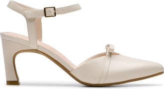 Clarks Womens Dress Pump, Cream Leather, 8.5 Wide