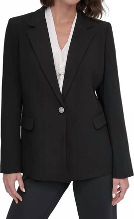 DKNY Chain Belted One-Button Blazer In Black
