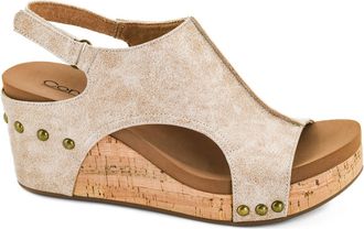Corkys Footwear Womens Carley Wedge Sandals In Sand Distressed