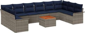 vidaXL Conjunto De Sof&aacute;s De Jard&iacute;n 11 Uds. Gris Rat&aacute;n Sint&eacute;tico Vidaxl