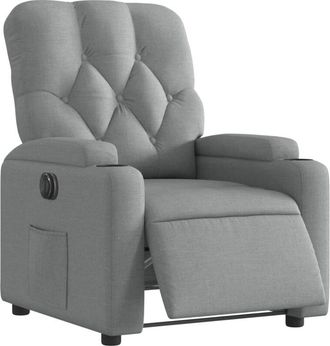 vidaXL Sill&oacute;n Reclinable El&eacute;ctrico Tela Gris Claro Vidaxl