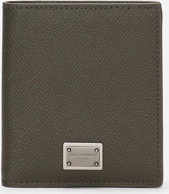 Dolce & Gabbana Dauphine-print Calfskin Bifold Card Holder - Man Wallets And Small Leather Goods Green Leather Onesize